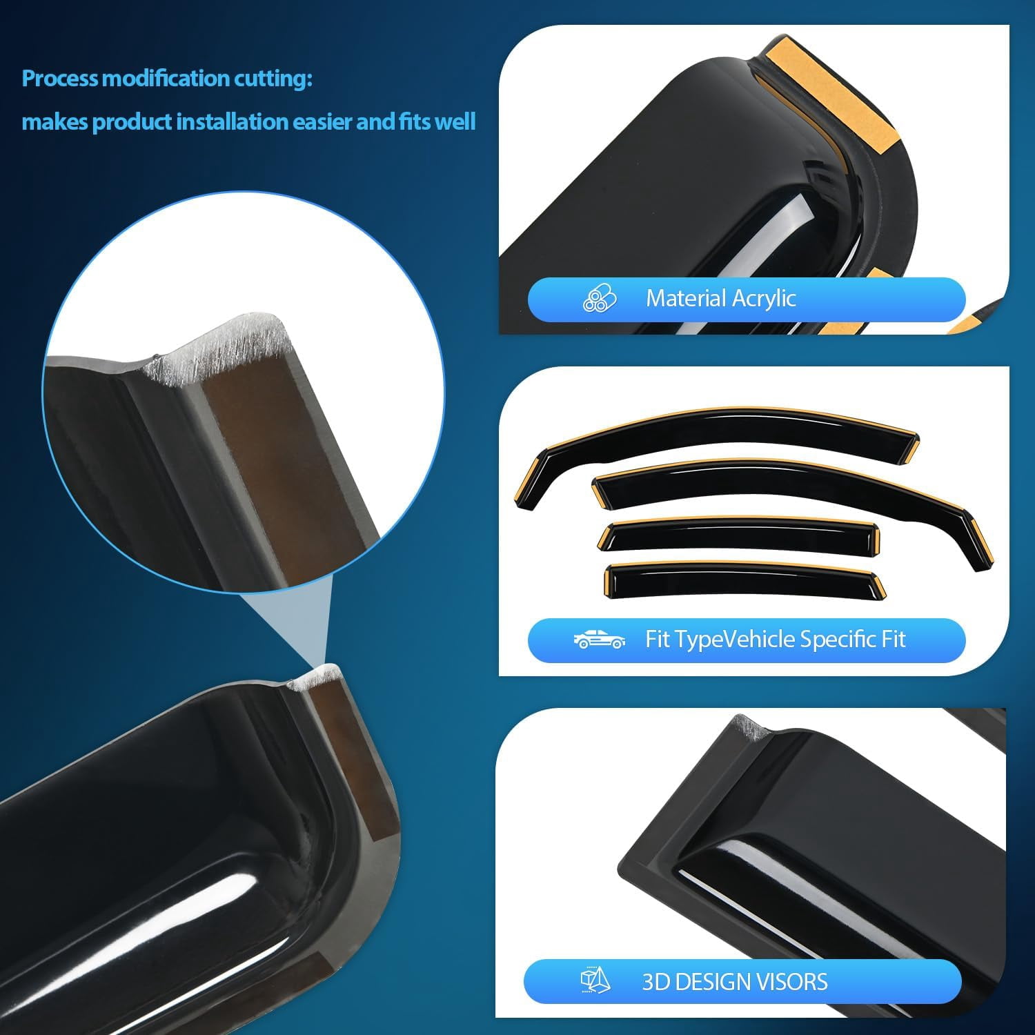 Nilight in Channel Rain Guards for Honda Accord 2018 2019 2020 2021 2022 2023 Vent Window Visors-4pcs