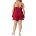 thumbnail image 3 of Pijamas de talla grande Agnes Orinda para mujeres, conjunto de lencería de encaje con camiseta y pantalones cortos, ropa de noche 2X rojo, 3 of 6