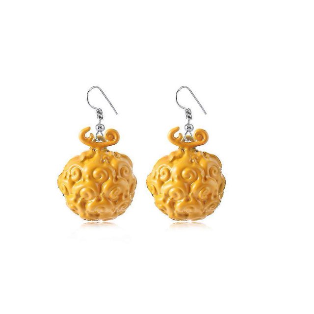 Pendientes de anime de One Pieces con forma de fruta en forma de llama, pendientes tipo botón, regalo para cosplay, joyería
