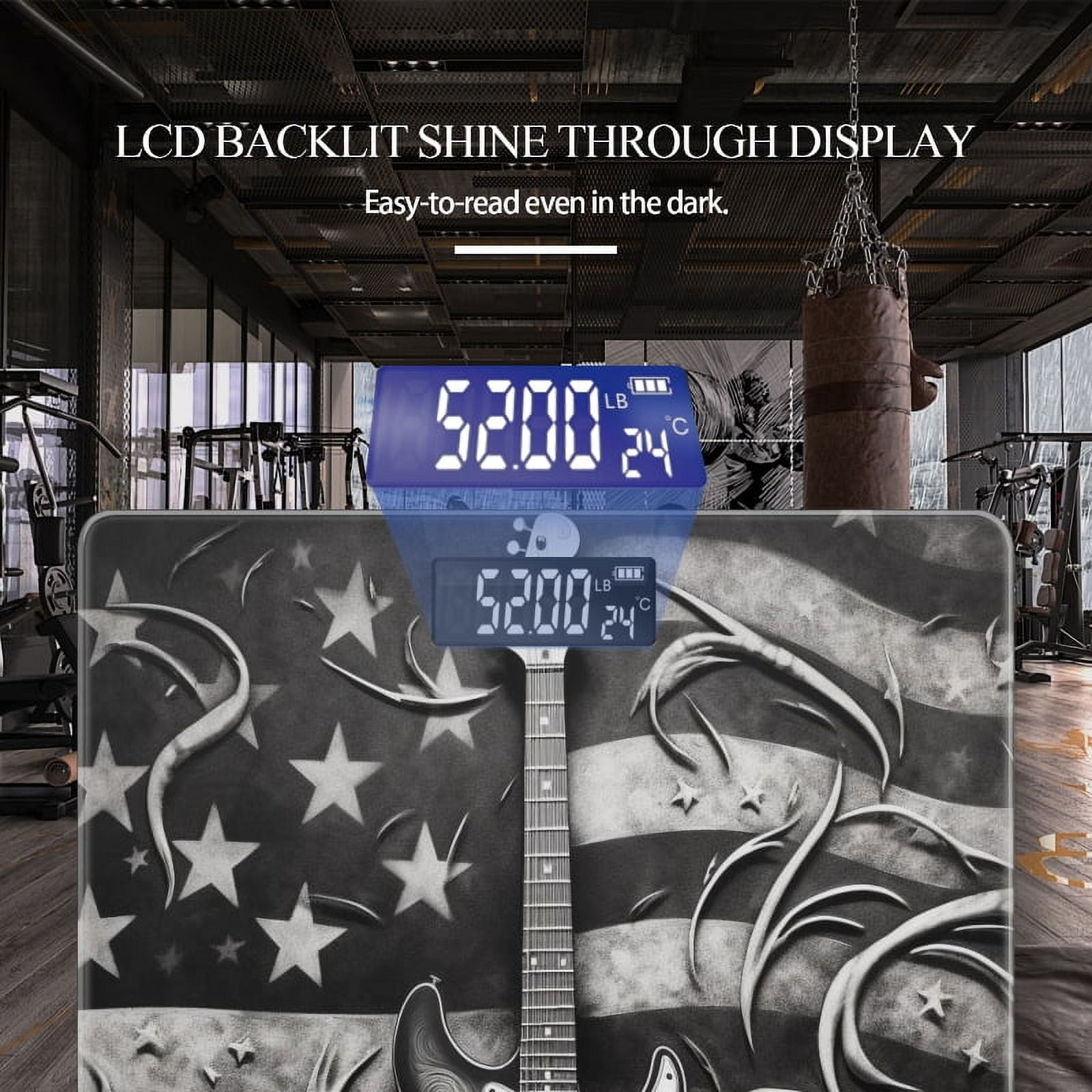 High Precision Body Weight Scale Smart Bathroom Scales with Large LCD Display(400lbs),Decorative for Bedroom-Electric Guitar On The American Flag
