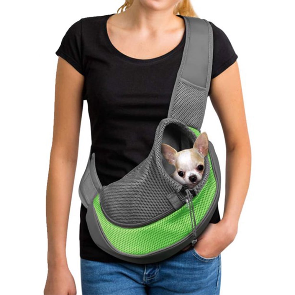 CUH Tote Bag One Shoulder Dog Carriers Breathable Animal Color Block Carrier Bags Sling Hiking Purse Drawstring Portable Zipper Green L Walmart