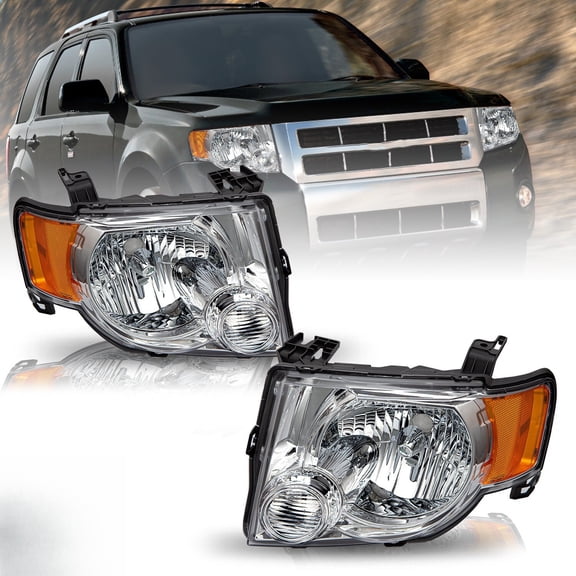 For 2008 2009 2010 2011 2012 Ford Escape SUV Headlights Lamps  Assembly Pair