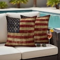 thumbnail image 4 of Vintage American Flag Outdoor Waterproof Pillow Covers, Farmhouse Shabby Retro Red Blue Decorative Square Throw Pillowcase Sofa Cushion Sham for Patio/Couch/Chair, 16"x16" 2 Pack, 4 of 8