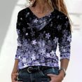thumbnail image 2 of Pompotops T-shirt Décontracté à Manches Longues Imprimé Fleurs Printemps Automne Col en V pour Femmes Liquidation, 2 of 5