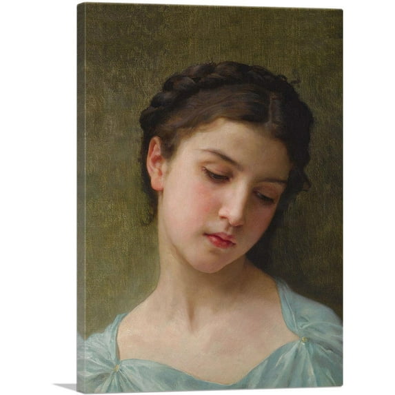 ARTCANVAS Portrait Head of a Young Girl 1898 Canvas Art Print by William-Adolphe Bouguereau - Size: 26" x 18" (1.50" Deep)