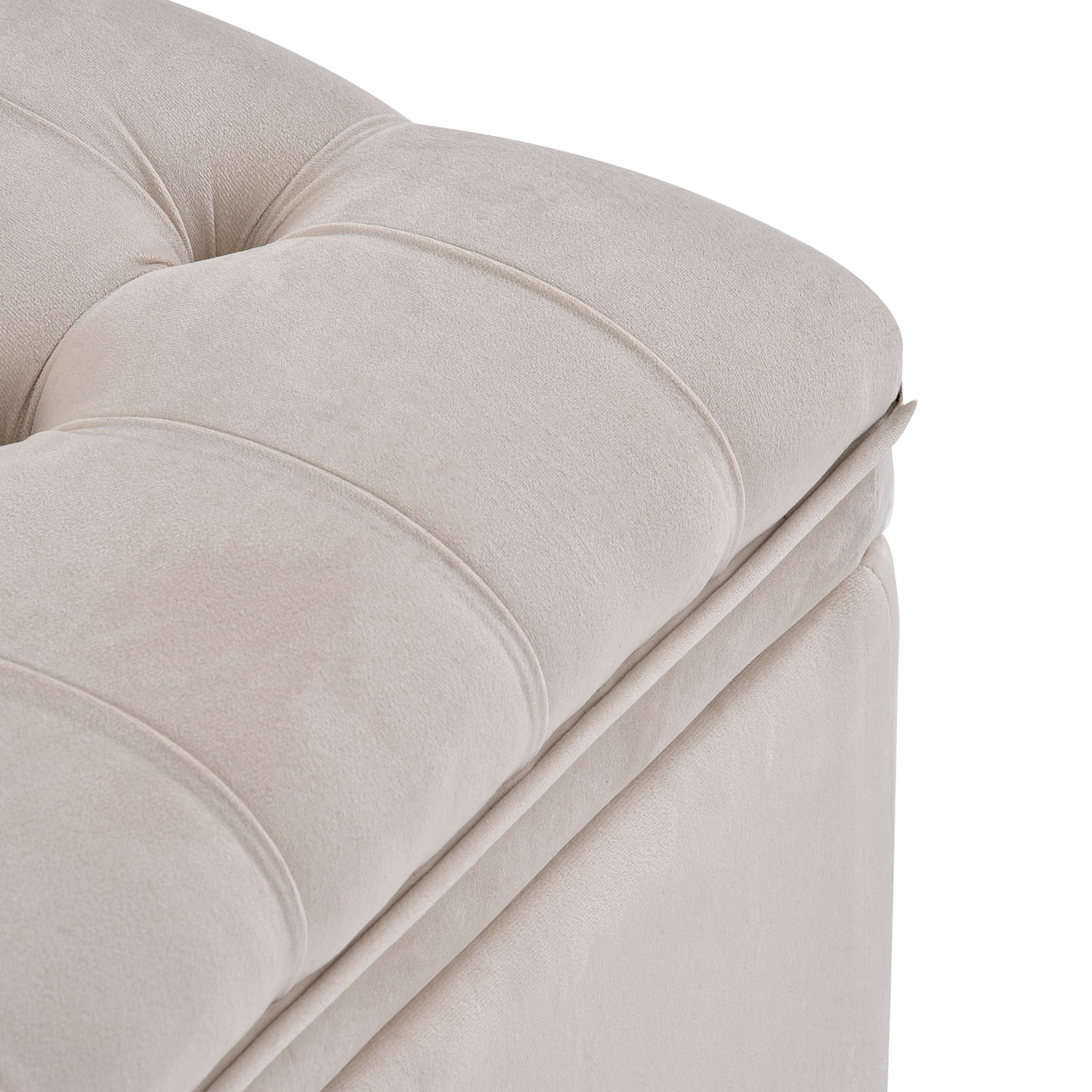 Kadyn Upholstered Flip Top Storage Bench, Storage Ottoman Bench with Button Tufted Top, Folding Chest Foot Rest Stool for Bedroom, Beige
