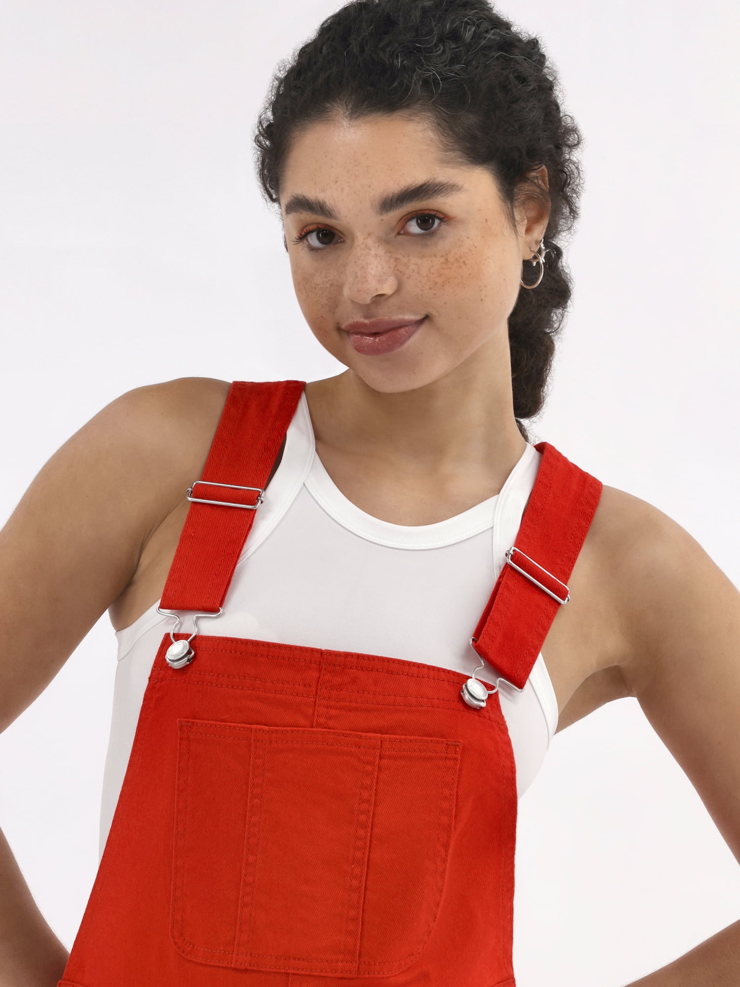 No Boundaries Denim Shortalls, 3" Inseam, Women's