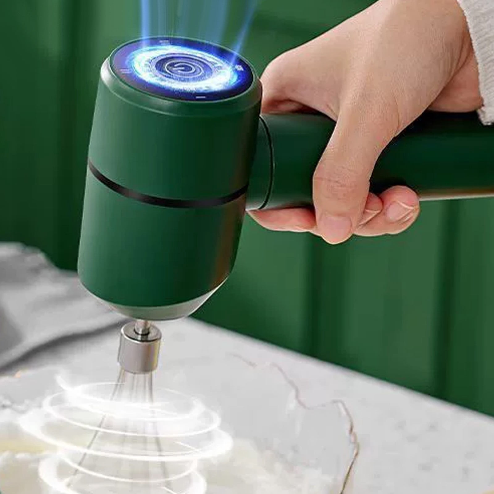 VKLU Cordless Hand Mixer, Electric Whisk with 3 Speeds, USB Rechargeable Double Stick Egg Beater, Vertical Self-Standing Design for Mess-Free Kitchen Baking and Coffee Frothing