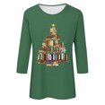 thumbnail image 4 of Meichang Chemises de Noël pour Femmes, Col Rond, Manches 3/4, Coupe Ample, Chandail de Noël Classique, Joyeux Noël, T-Shirts Graphiques, 4 of 4
