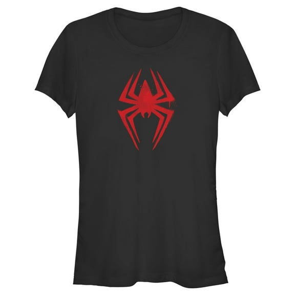 Junior's Spider-Man: Across the Spider-Verse Spray Paint Spider Logo Graphic Tee Black 2X Large