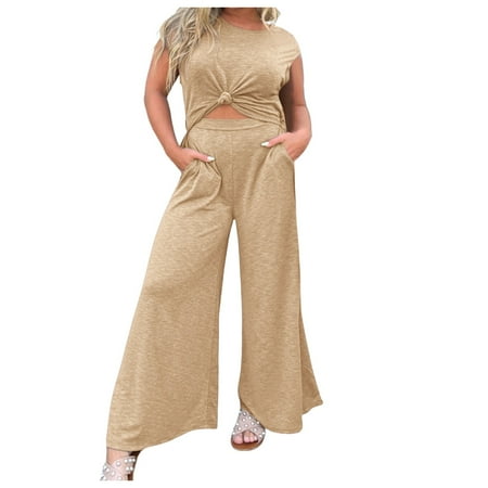 Blphud Summer Rompers Casual Jumpsuits Womens Jumpsuits Casual Summer Rompers Sleeveless Loose Baggy Overalls with Pockets Clothes Cotton Bodysuit Romper Women Yellow S