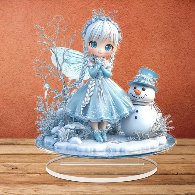 Decoraciones de escritorio planas de acrílico con motivos navideños y muñecos de nieve: ángeles y muñecos de nieve