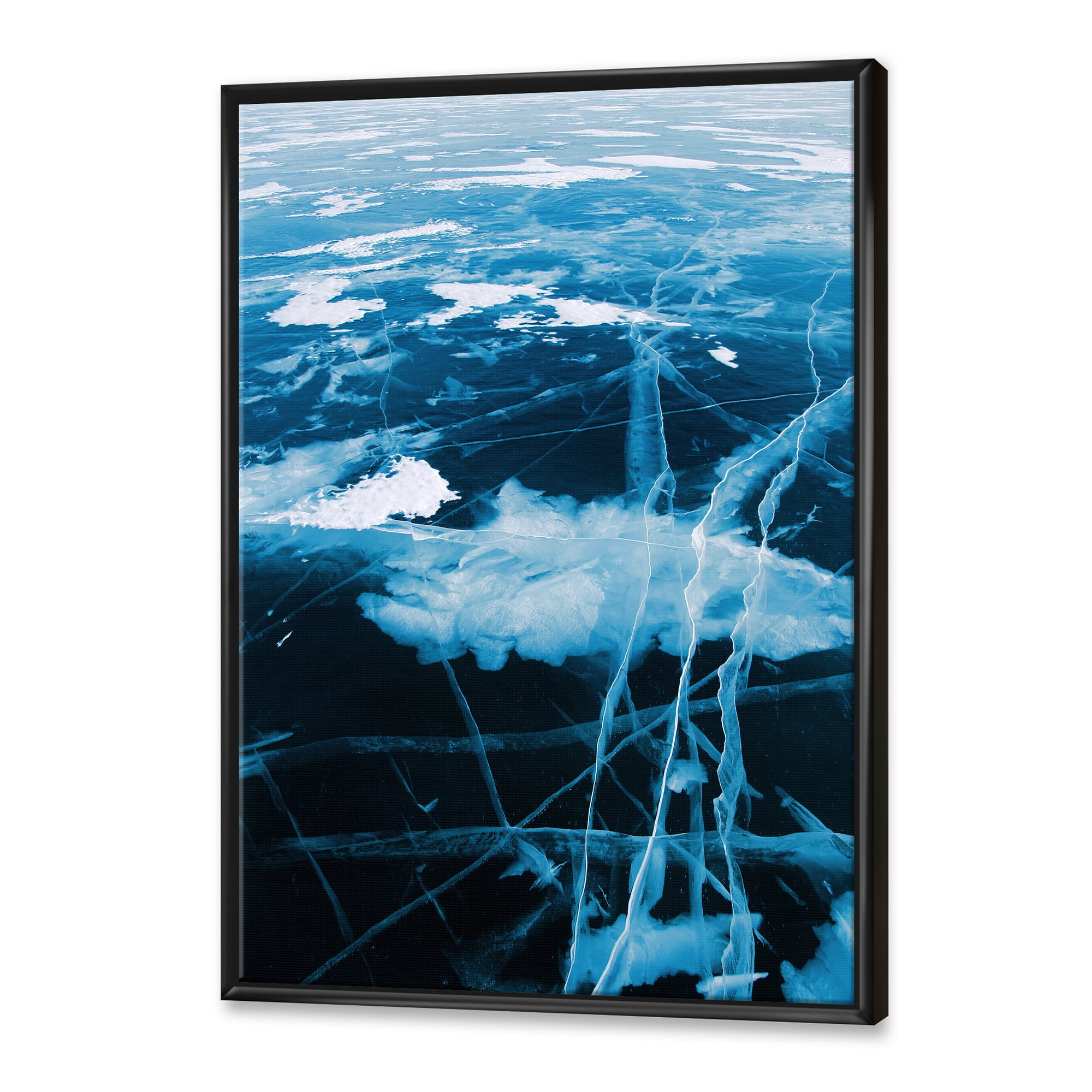 Designart 'White and Blue Ice Structure I' Modern Framed Canvas Wall Art Print
