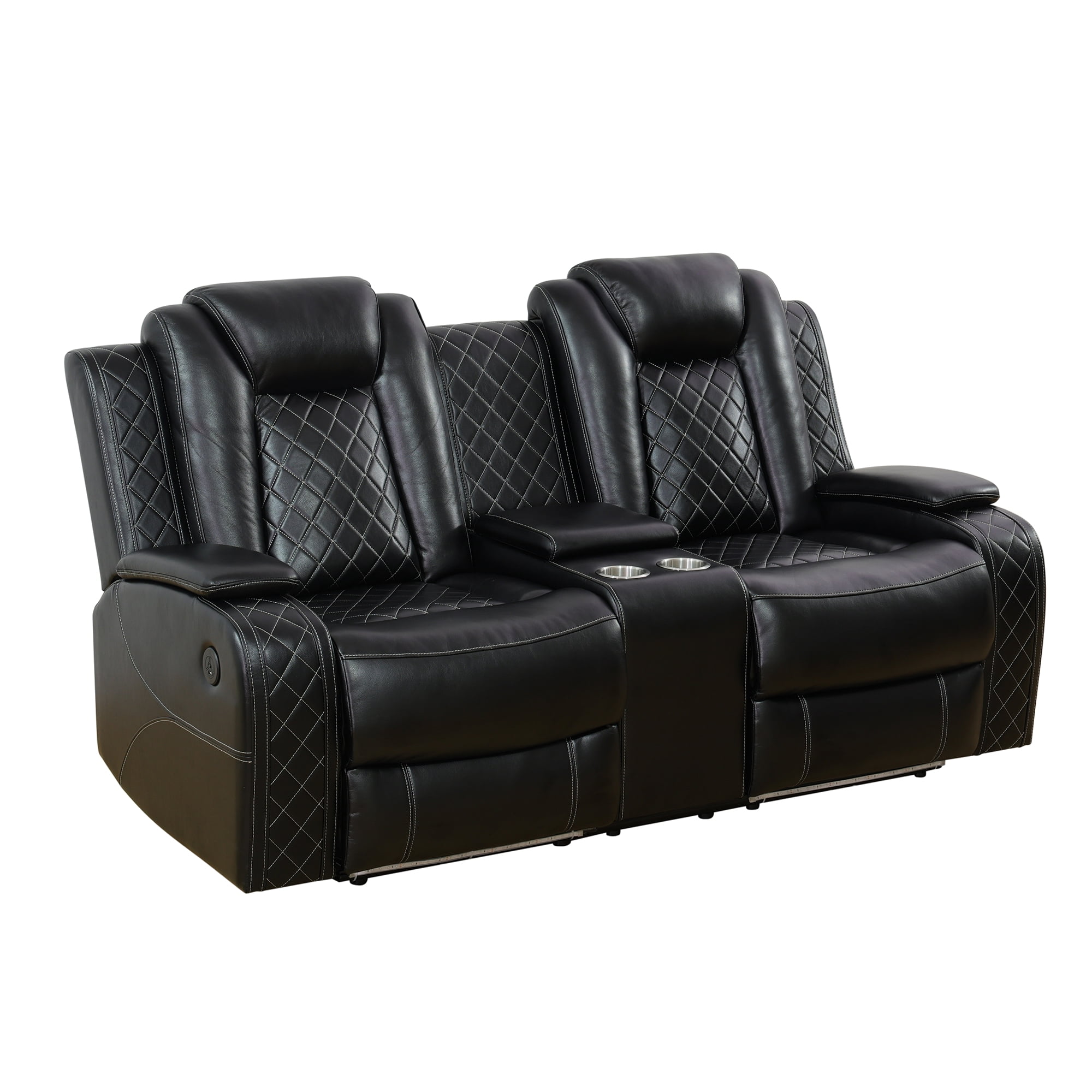 Aukfa 2-Seater Power Recliner Sofa with Cup Holders, USB Charging & Hidden Storage, Modern Electric Loveseat for Living Room Home Theater,Black