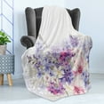 thumbnail image 4 of Lavender Soft Flannel Fleece Blanket, Pastel Cornflowers Bridal Classic Design Gentle Floral Print Wedding Design, Cozy Plush for Indoor and Outdoor Use, 50" x 70", Violet White Pink, by Ambesonne, 4 of 5