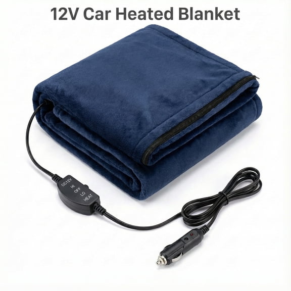 12V Car Heated Blanket & Wearable Shawl – Electric Fleece Travel Throw with Zipper for Truck Drivers, RV & Winter Road Trips – Fast Heating, Soft Flannel