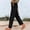 Black, variant on Nhthy Women's Trendy Summer Side Button Linen Long Pants, Capri Length Tapered Leg Elastic Waist Casual Trousers Black S