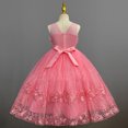 thumbnail image 3 of Robe de Bal de Fin d'Année pour Filles à Imprimé Floral, Élégante en Tulle avec Nœud et Ceinture, Robe Maxi de Princesse, 3 of 4