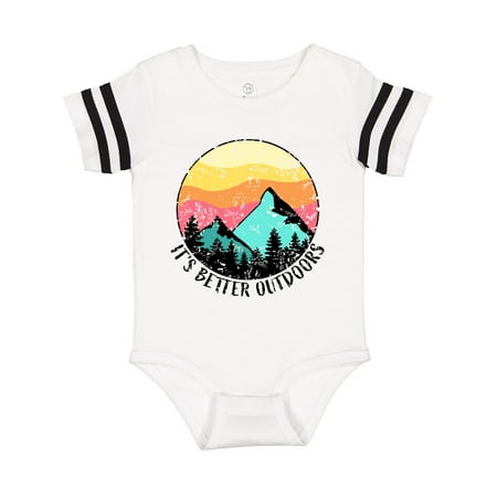 

Inktastic It s Better Outdoors Mountains at Sunset Distressed Gift Baby Boy or Baby Girl Bodysuit