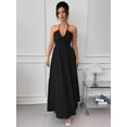 thumbnail image 3 of Solid Color Tie-Up Backless Maxi A-Line Dress Women's Summer Sundress One Piece Long Dress, 3 of 10