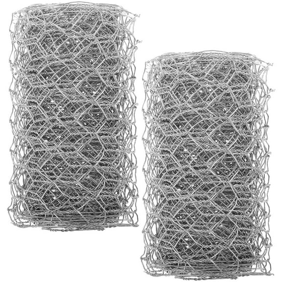 PAMINGONO Poultry Wire Netting Chicken Wire Net Galvanized Steel 2Pcs 117.90X3.93X0.39in