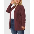 thumbnail image 3 of Women Plus Size Shawl Collar Open Front Sweater Cardigan Burgundy 3X, 3 of 6
