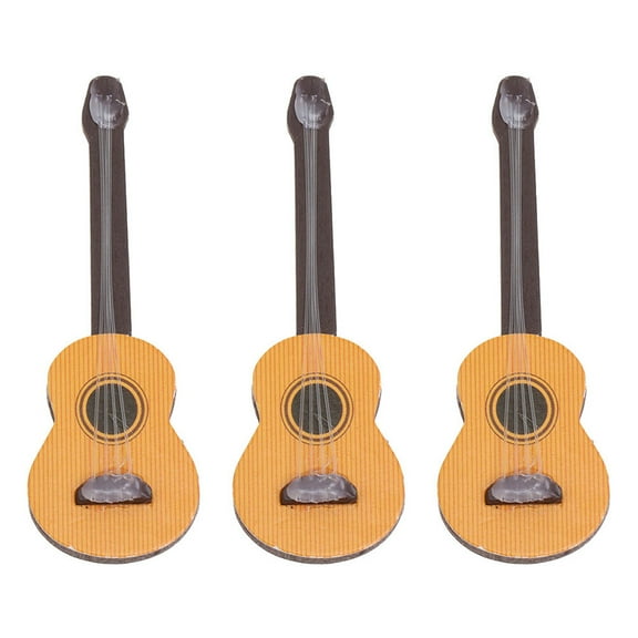 LULULION Adorable Mini Guitar Figurines for Decor Made of Synthetic Material Khaki Color 3 Pieces