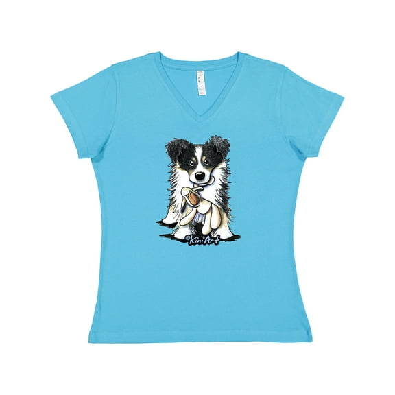 Inktastic Tri-color Border Collie Women's V-Neck T-Shirt