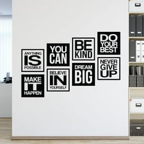 QTH Large 8 PC Motivational Wall Decal Positive Inspirational Quote Phrases Decor Wall Sticker Art Sayings for Office Gym Classroom School Library Kids Decoration (8 PC)