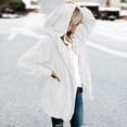 thumbnail image 5 of Women Hooded Cardigan Fuzzy Jacket Winter Open Front Fleece Coat Outwear with Pockets White XL, 5 of 7
