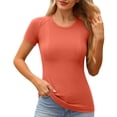 thumbnail image 1 of Hauts à Col Rond pour Femmes T-Shirt de Sport à Manches Courtes Haut de Course et D\'entraînement Physique Ajusté Respirant Ensemble de Yoga, 1 of 9