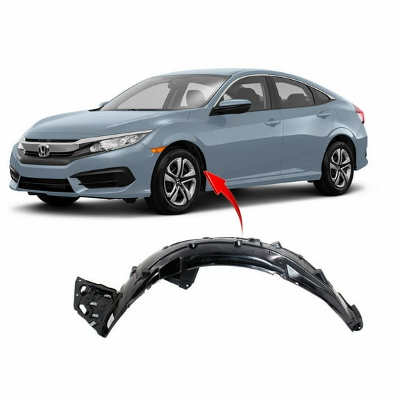 DCP Front Left Driver Side Fender Liner For 2016-2018 Honda Civic HO1248158