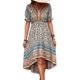 thumbnail image 2 of Txlixc - Vestido de manga corta para mujer, estilo vintage, estampado, cuello en V, con lazo, sin espalda, irregular, midi Txlixc  Moda, 2 of 9