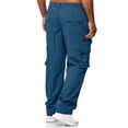 thumbnail image 4 of LNZGNM Men's Cargo Pants Stretch Waistband Relaxed Fit Workwear Casual Lightweight Straight Leg Sweatpants Outdoor Hiking Trousers Multi Pocket,Blue 4XL, 4 of 5