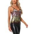 thumbnail image 4 of INSPIRE CHIC Women's Sequin Mesh Panel Sleeveless Clue Cami Top L Multi, 4 of 6