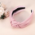 thumbnail image 2 of Diademas de cuero de PU anudadas cruzadas, Diadema ancha de moda antideslizante para mujeres, rosa, 2.78''x1.73'', 2 of 7