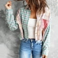 thumbnail image 2 of IROINNID Women's Shacket Jacket Long Sleeve Plaid Turndown Lapel Outwear, Comfy Plaid Fashion Lapel Short Shirt Jacket, 2 of 7