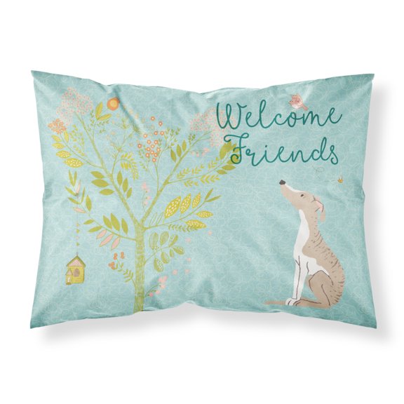 Carolines Treasures BB7626PILLOWCASE Welcome Friends Whippet Fabric Standard Pillowcase Standard multicolor