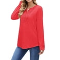 thumbnail image 4 of UVN Lace Blouses for Women V Neck Long Sleeve Shirts Fall Trendy Casual Tunic Tops, 4 of 9