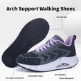 thumbnail image 3 of HuJAT Women's Plantar Fasciitis Relief Orthotic Sneakers, Arch Support Lightweight Lace-Up Walking Shoes Purplegery US 10, 3 of 7