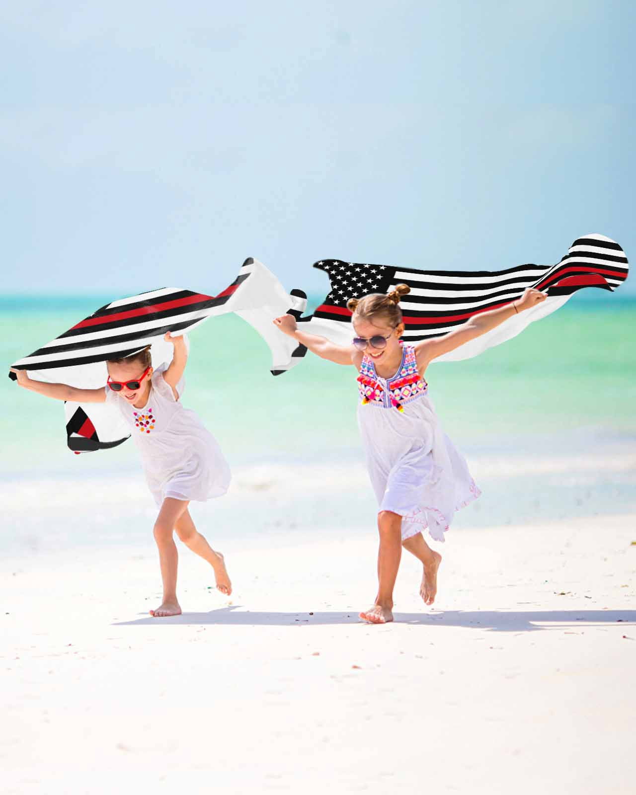 Red American Flag Beach Towels Oversized Super Absorbent, Black White Striped US Flag Stars Lightweight Bath Towel Quick Dry Sets For Bathroom/Pool/Rv Camping/Beach Play/Gym Room/Picnic 23"x47"