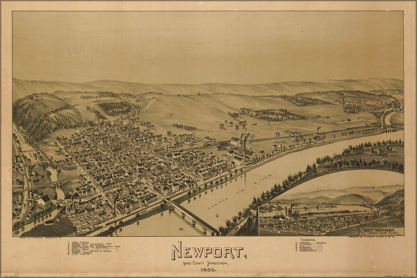 24"x36" Gallery Poster, map of Newport, Pennsylvania, 1895 Walmart
