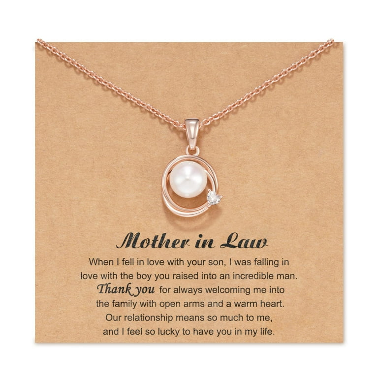 Mother Daughter Mother in Law Necklace Mothers Day Gifts from Daughter Pearl Pendant Necklace Birthday Gifts for Mom Mother