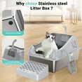 Stainless Steel Cat Litter Box, 16” XL Extra Large Enclosed Litter