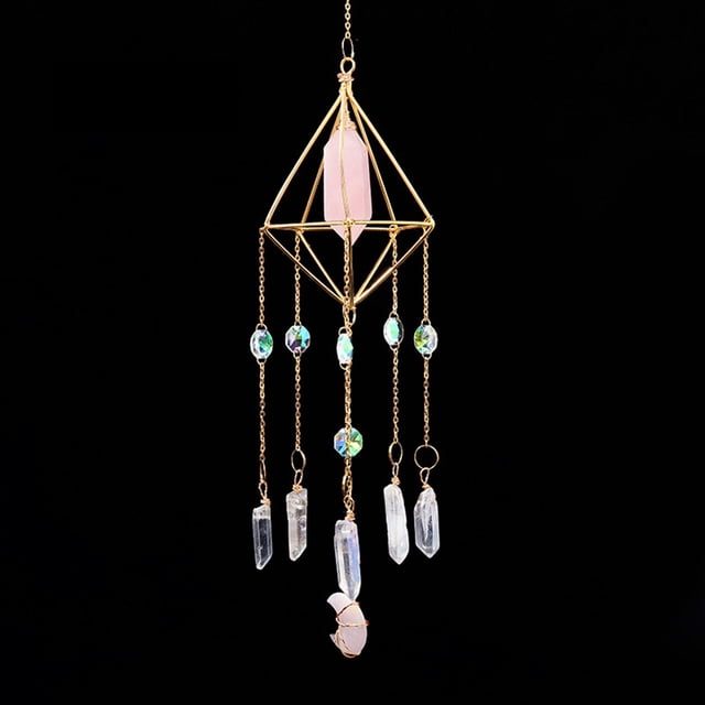 Carillón de cristal, fabricante de , colgante de prisma colgante, decoración de jardín para , , ventana interior Cristal rosa BLESIY campanas de viento de cristal
