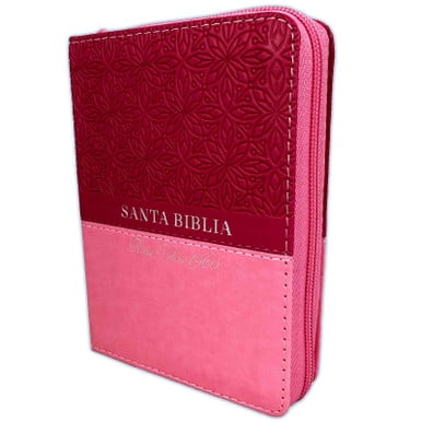 Biblia para Mujer de Bolsillo con Cierre RV1960 imit piel bifloral rosa y fucsia con indice