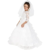 Dress-Up-America Bride Costume Dreamy Bridal Dress With Wedding Veil For Girls, White Medium