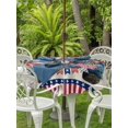 thumbnail image 3 of Outdoor Tablecloth with Umbrella Hole for Patio/Picnic/Party/Camping, 4th of July Waterproof Table Cloth Round Cover Washable, USA Flag Blue Red Independence Day Gnomes (Dia 54"), 3 of 9