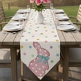 thumbnail image 6 of Polka Dot Pink Bunny Table Runner Linen Burlap Table Runner 120 Inches Long Farmhouse Rabbit Rustic Dresser Scarves for Kitchen Island Coffee Dining Room Party Wedding Banquet Holiday Decor 13"x120", 6 of 8