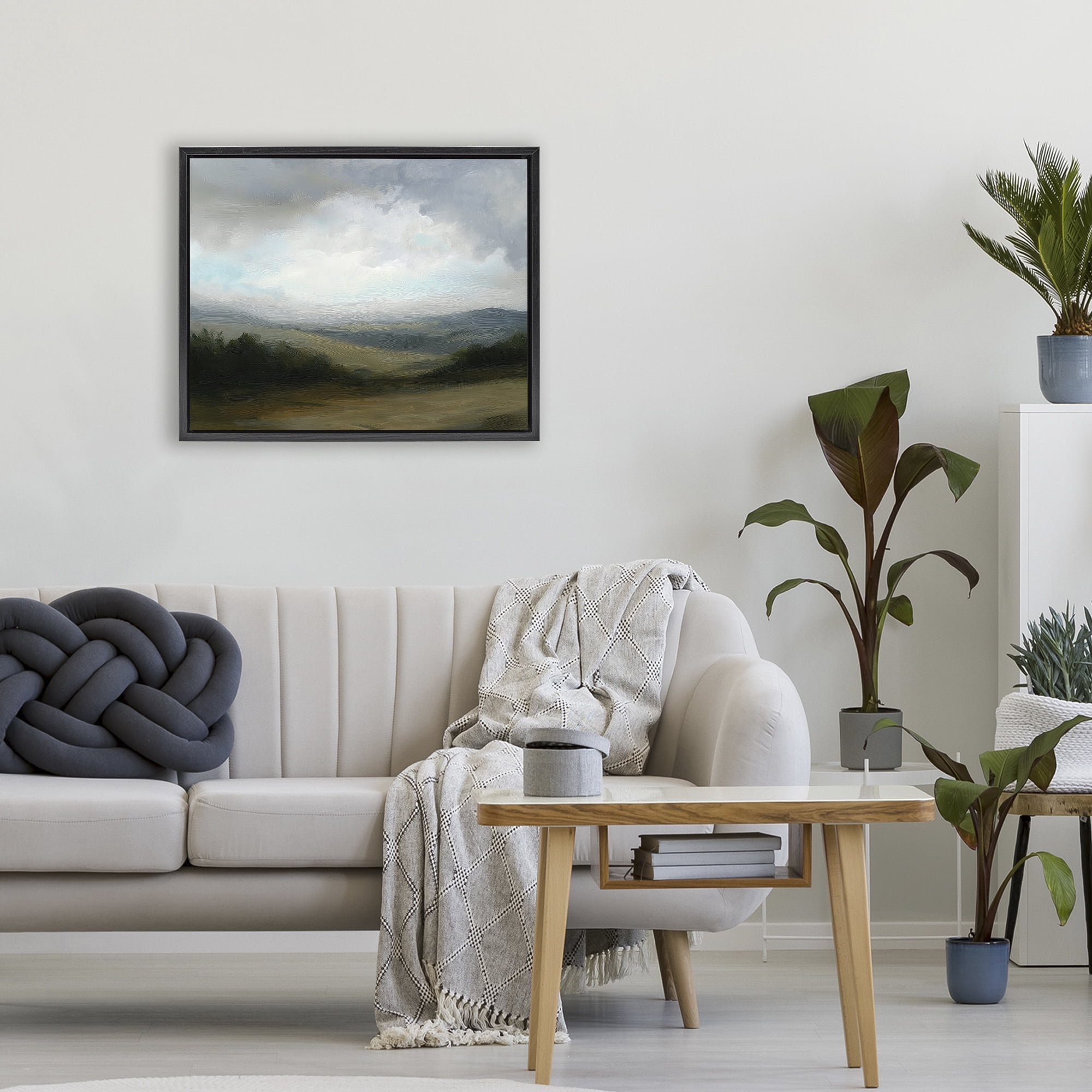 Stupell Industries Refreshed Quiet Rolling Hills Black Framed Floater Canvas Wall Art, design by Annabelle Hall